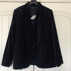 Lauren Ralph Lauren navy velvet blazer plus